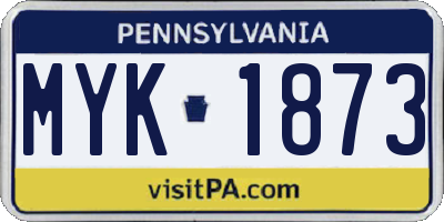 PA license plate MYK1873