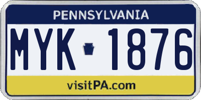PA license plate MYK1876