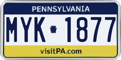 PA license plate MYK1877