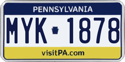 PA license plate MYK1878