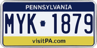 PA license plate MYK1879