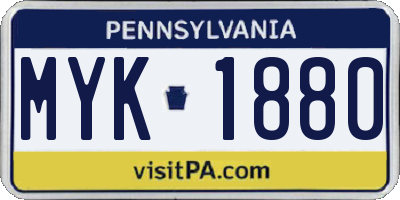 PA license plate MYK1880