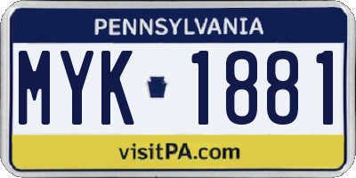 PA license plate MYK1881
