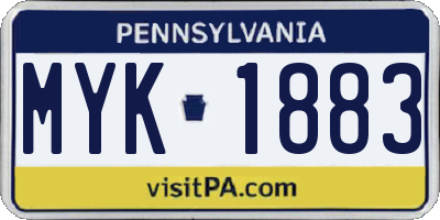 PA license plate MYK1883