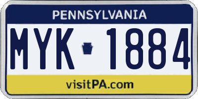 PA license plate MYK1884