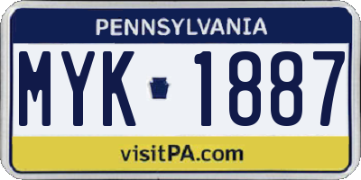 PA license plate MYK1887