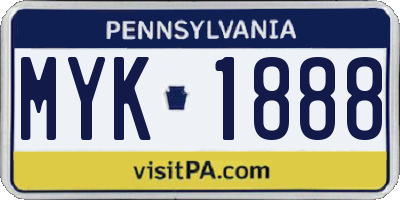 PA license plate MYK1888