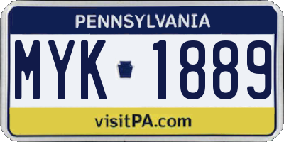 PA license plate MYK1889