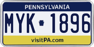 PA license plate MYK1896