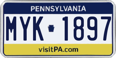 PA license plate MYK1897