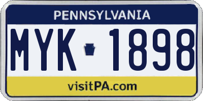 PA license plate MYK1898