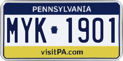 PA license plate MYK1901