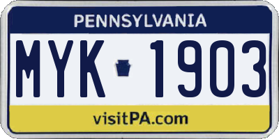 PA license plate MYK1903