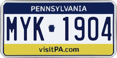 PA license plate MYK1904
