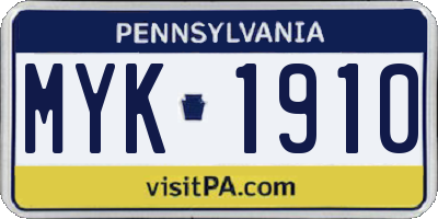 PA license plate MYK1910