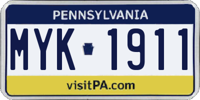 PA license plate MYK1911