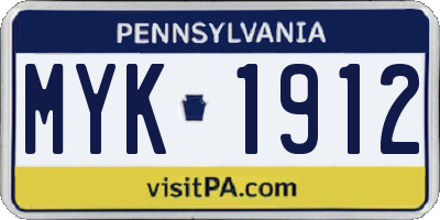 PA license plate MYK1912