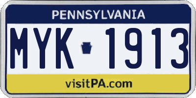 PA license plate MYK1913