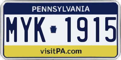 PA license plate MYK1915