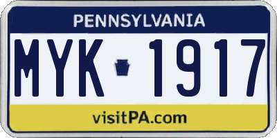 PA license plate MYK1917