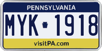PA license plate MYK1918