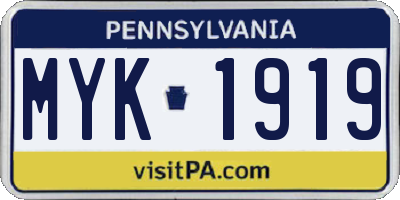 PA license plate MYK1919