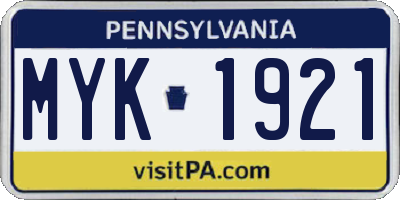 PA license plate MYK1921