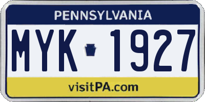 PA license plate MYK1927