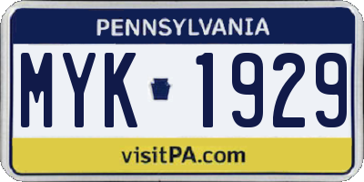 PA license plate MYK1929