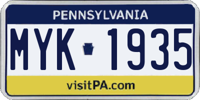 PA license plate MYK1935