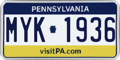 PA license plate MYK1936