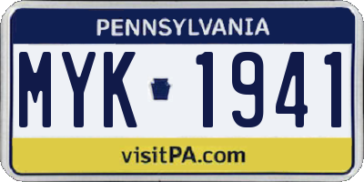 PA license plate MYK1941