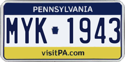 PA license plate MYK1943