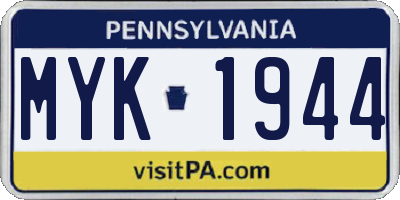 PA license plate MYK1944
