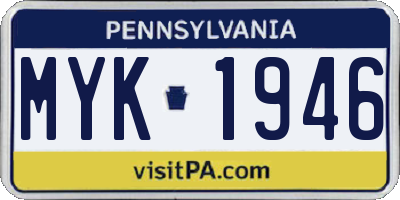 PA license plate MYK1946