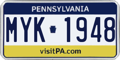 PA license plate MYK1948