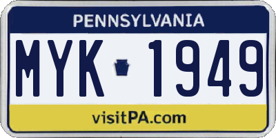 PA license plate MYK1949