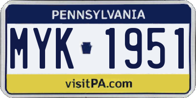 PA license plate MYK1951