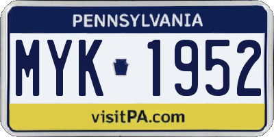 PA license plate MYK1952