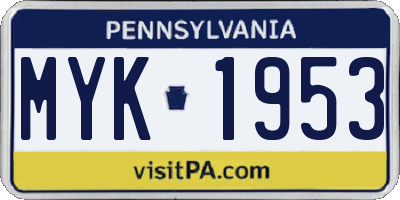 PA license plate MYK1953