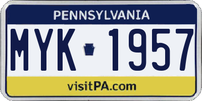 PA license plate MYK1957