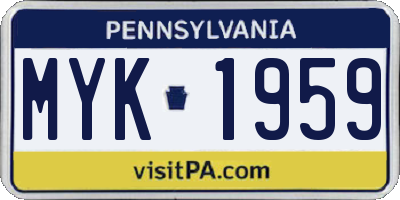 PA license plate MYK1959