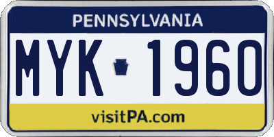 PA license plate MYK1960