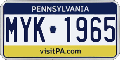 PA license plate MYK1965