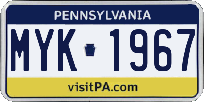 PA license plate MYK1967