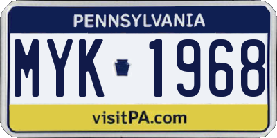 PA license plate MYK1968