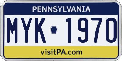 PA license plate MYK1970