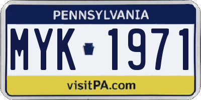 PA license plate MYK1971