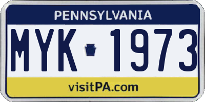 PA license plate MYK1973