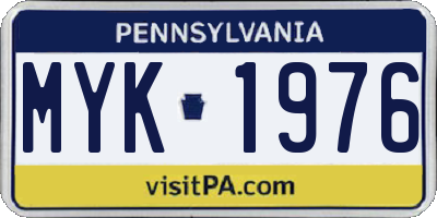 PA license plate MYK1976